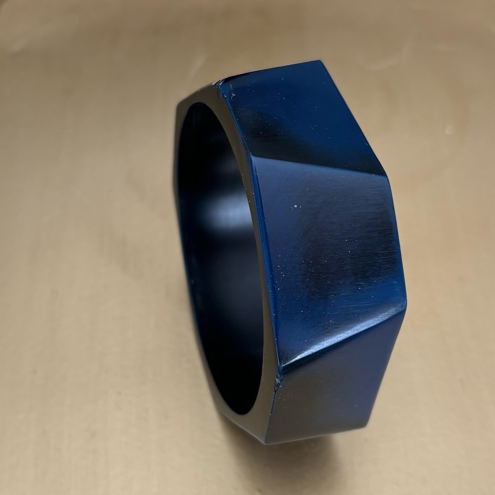 Blue Acrylic Bangle Bracelet 8" Diam. Some Irregularities as Shown in Picture